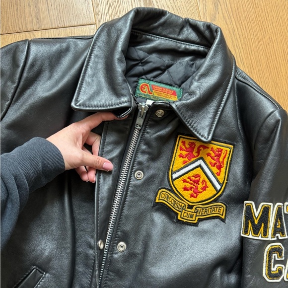 University of Waterloo 1999 Vintage Letterman Ladies Jacket - Black Leather - M - Picture 8 of 12